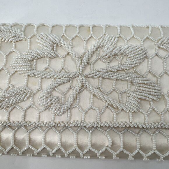 VTG Hoag Stunning Satin Beaded Evening Clutch Purse Wedding Holiday Classy Party - Picture 13 of 16